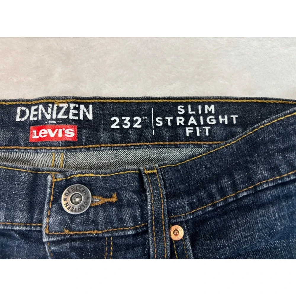 Denizen Levi's 232 Men's 34x32 Jeans Dark Grungy Wash Indigo Denim Gritty Fade
